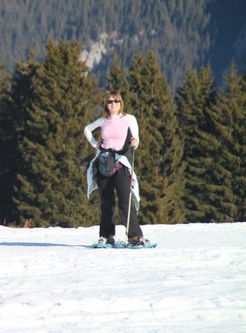 Linda in her element (and that's snowshoeing, not skiing) © Photography Linda Scott