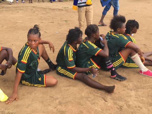 Girls football team in Sierra Leone with bare feet Reboot2Kids